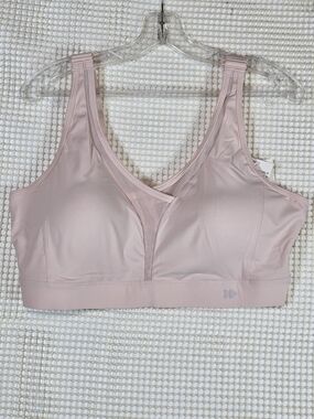 Yvette Light Pink Wireless V Neck Comfort Sports Bra Size 2XL